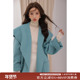 加厚中长款 竹依依竹依依 海军领双面呢大衣女春季 羊毛呢斗篷外套