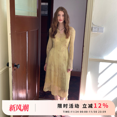 竹依依法式海边度假薄纱连衣裙女