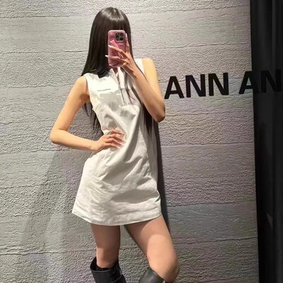 现货ANN无袖polo领短裙连衣裙