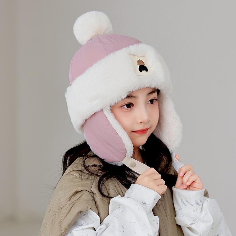 2025新款儿童护耳帽冬季雷锋帽男女童帽子中大童加绒保暖防风秋冬