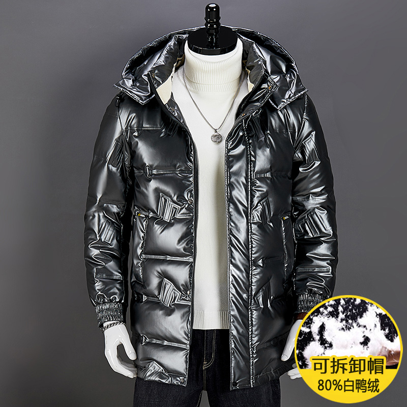 班飒休闲连帽日常中长免洗羽绒服