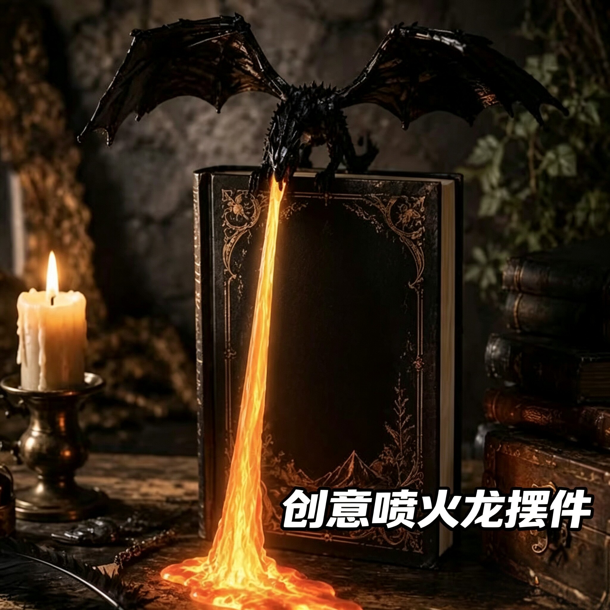 夯爆了！会喷火的龙摆件！