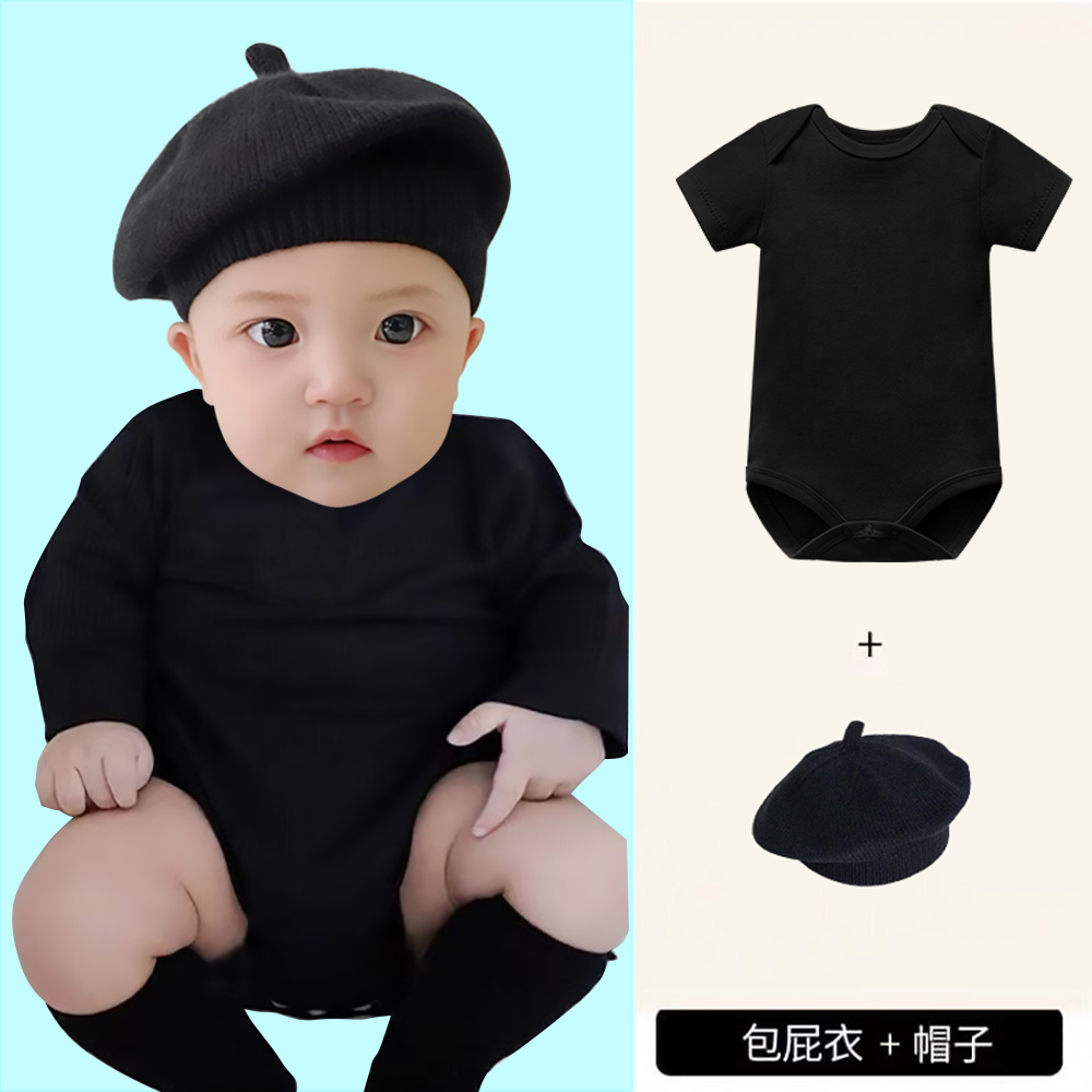 新款婴幼儿套装宝宝包屁衣百天满月拍照小月龄哈衣柔软连体衣服