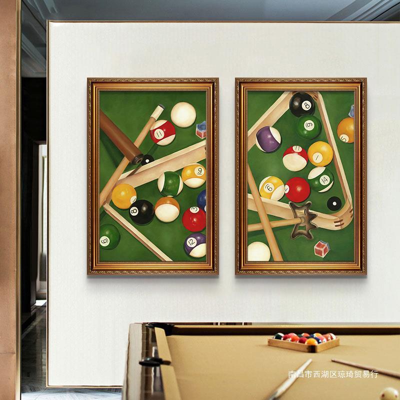 复古台球厅装饰画工业风斯诺克俱乐部壁画会所酒吧桌球室挂画