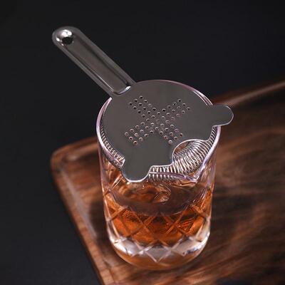 酒吧传奇十字形网滤冰器男爵调酒过滤器隔冰器调酒器Strainer