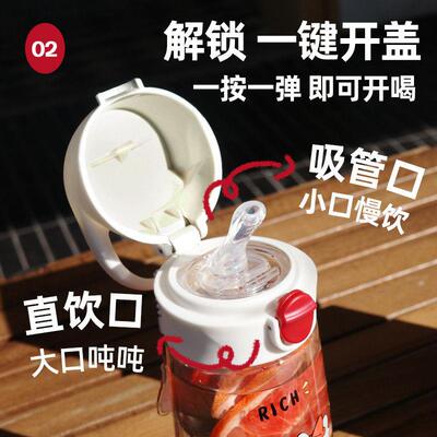 吸管杯孕妇产妇专用ppsu水杯女新款儿童上学壶刻度躺着喝杯子