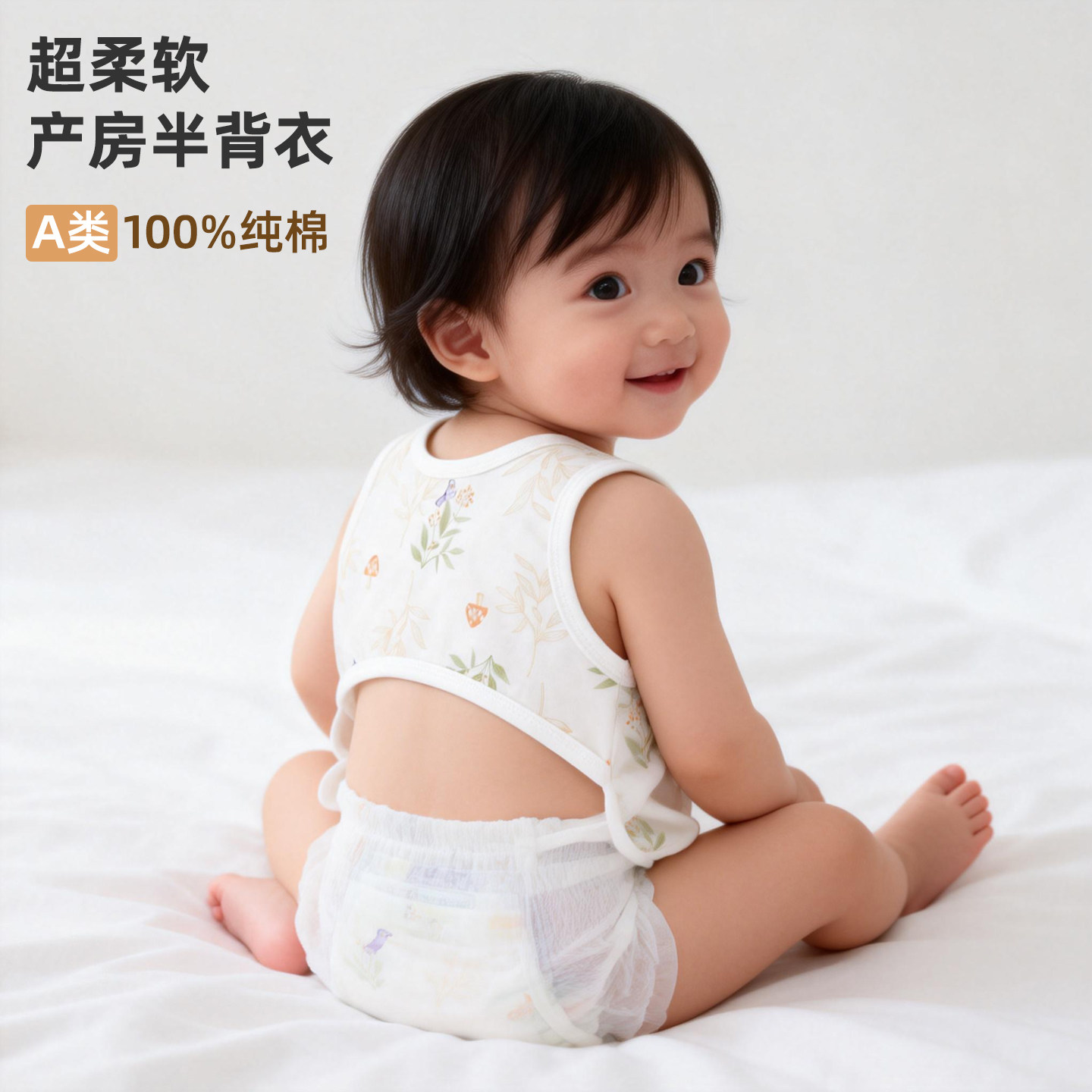 全棉肚兜婴儿夏季超薄护肚子肚围防着凉新生儿纯棉护肚脐半背背心
