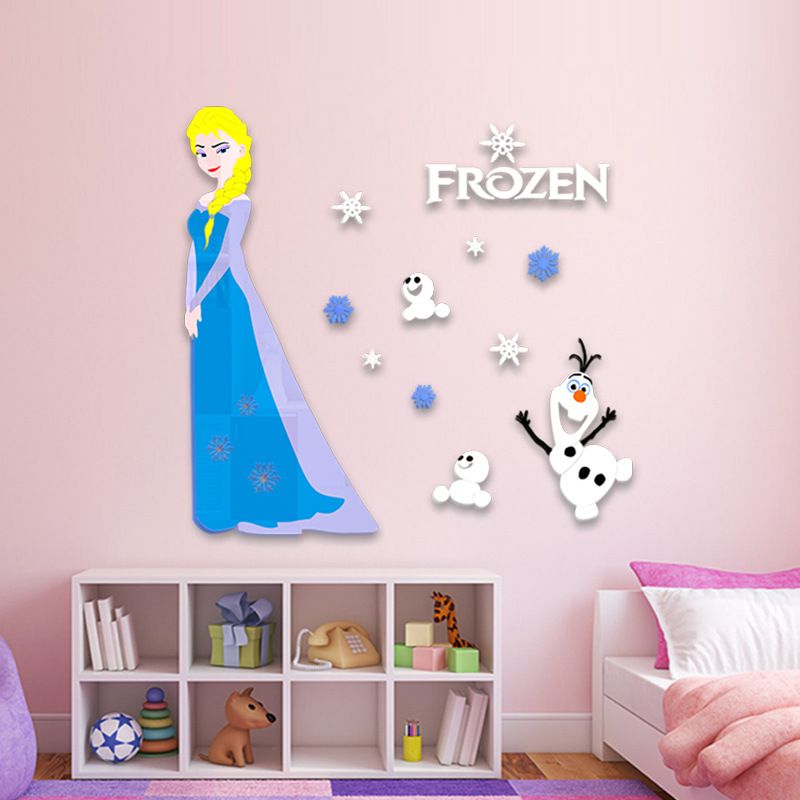 冰雪奇缘3d立体墙贴纸亚克力卧室卡通女孩儿童公主房床头装饰贴画图片