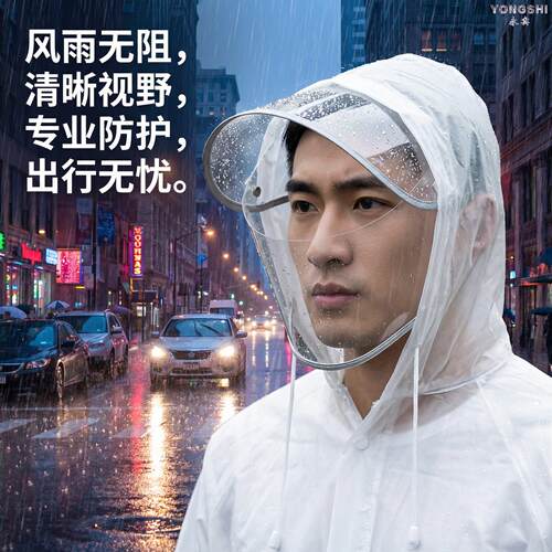 电动车防雨面罩骑行瞭望窗护脸遮雨帽外卖雨衣雨披不挡视野挡雨帽