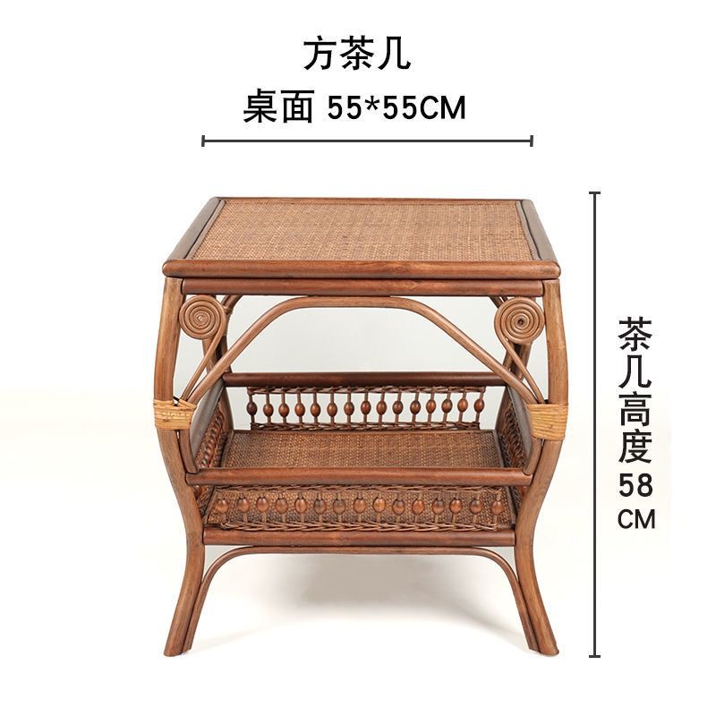 0A藤圆茶几三件套小桌椅组合藤编休闲阳台客厅整装欧式儿