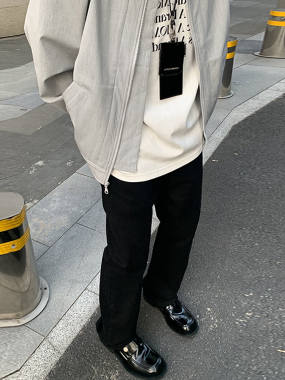 HELIPORT停机坪 黑色牛仔长裤潮牌男女修身高街水洗微喇叭直筒裤