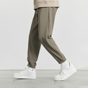 微宽松直筒运动厚棉裤 加绒加厚深灰色束脚休闲长裤 男2023秋冬季