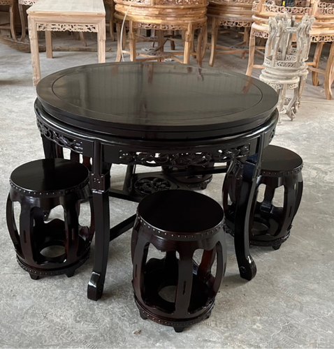 实木圆餐桌中式小户型老榆木仿古吃饭桌圆形餐厅家用实木圆桌