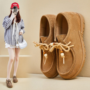 内增高勃肯鞋2025秋季款新款女袋鼠鞋乐福鞋单鞋复古休闲鞋RD661
