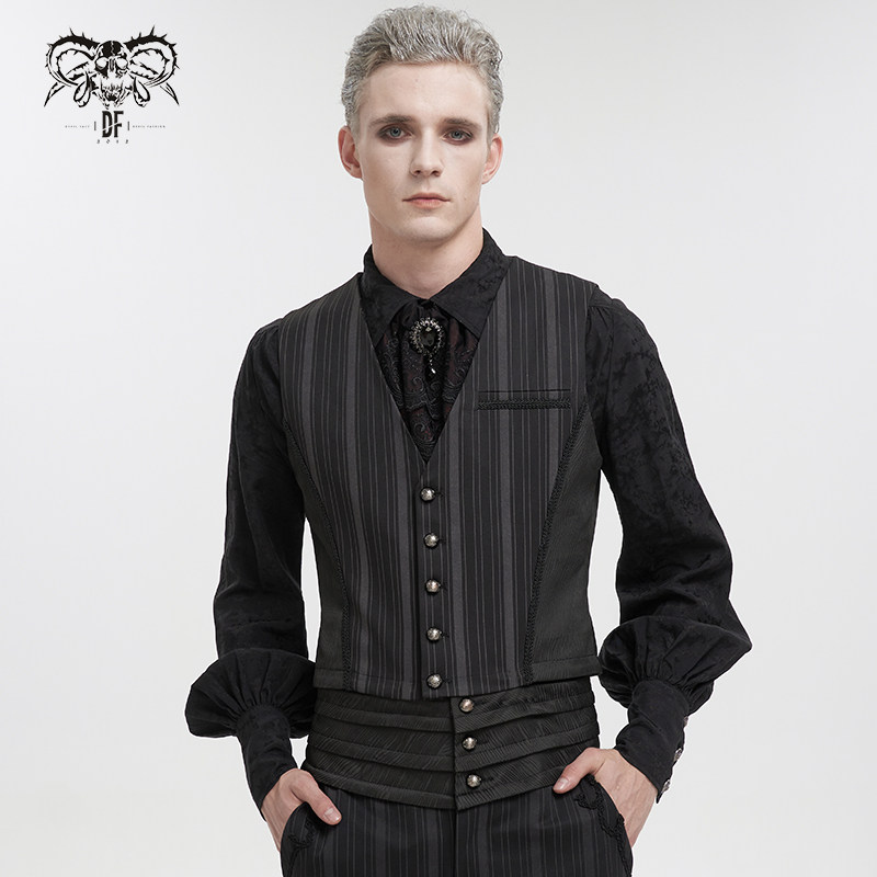 钢铁老爷长燕尾服马甲背心朋克维多利亚绅士男士上衣西装魔术服装