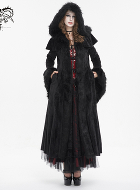 钢铁老爷蒸汽朋克小披肩毛领哥特连帽长外套