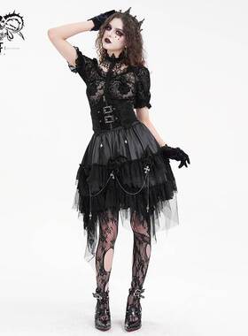 Devil Fashion恶魔时尚女装哥特不规则纱纱百褶裙短裙 SKT205