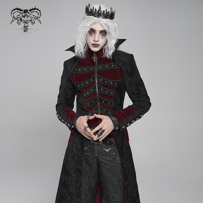 DevilFashion哥特风红色伯爵翻领大衣CT27002