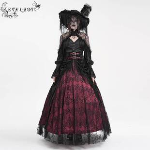Devil Fashion恶魔时尚女装哥特玫瑰压花绒料流苏半裙ESKT05002