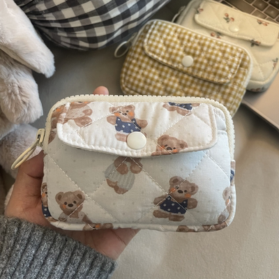 博主同款可爱卡通小熊绗缝多功能收纳包证件包零钱包化妆包