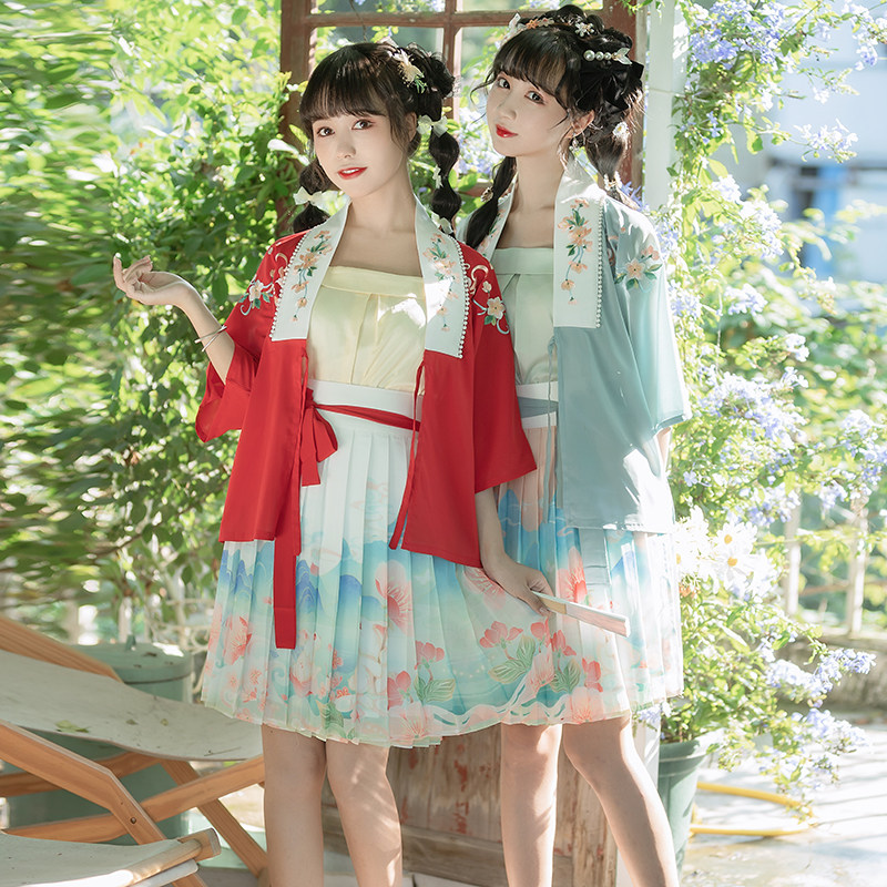 初遇原创汉服迷兔宋制褙子汉元素女对襟短袖短裙吊带学生日常新品,女装/女士精品,汉服半身裙,淘宝优惠券,粉丝福利购,淘宝优惠卷