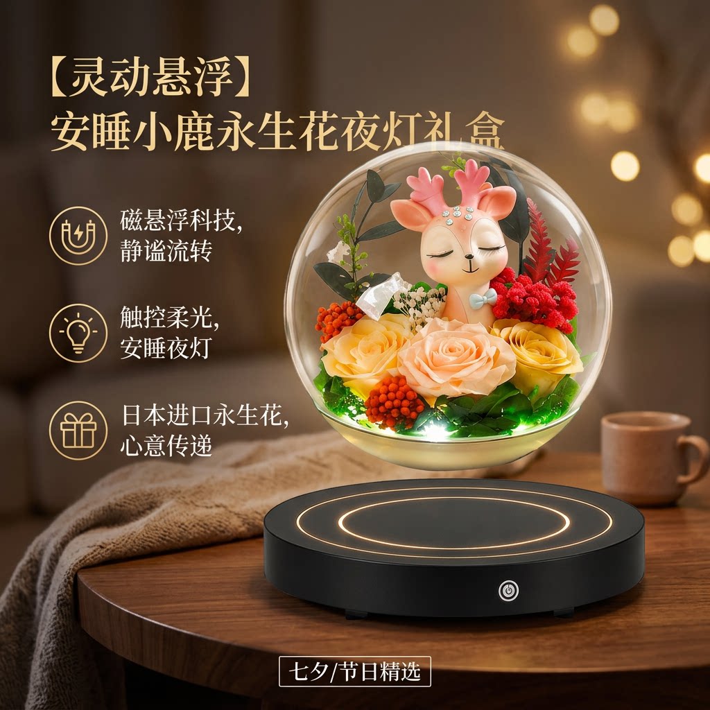 生日礼物永生花磁悬浮蓝牙音响高级感女孩子闺蜜女朋友520情人节
