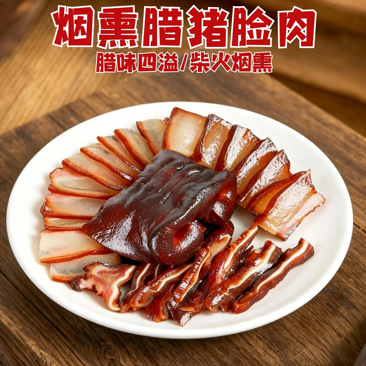 烟熏腊猪脸4斤整脸湖南特产烟熏腊肉猪头肉腊肉腊猪拱嘴腊猪耳朵