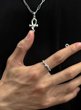 灵蛇合成锆石开口情侣款对戒小众设计本命年蛇年轻奢复古尾戒