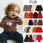 针织纯棉条纹打底背心连衣裙开衫 7折丹麦正品 Fub25秋冬儿童长袖