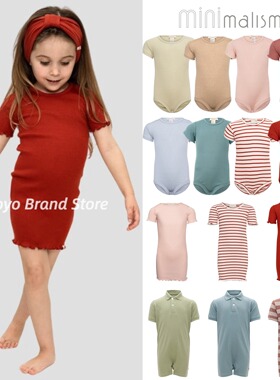 6折24春夏Minimalisma儿童宝宝真丝纯棉短袖包屁衣连衣裙连体爬服