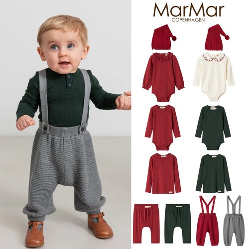 85折Marmar25秋冬圣诞儿童长袖长裤包屁衣背带裤大PP裤圣诞帽
