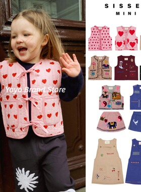 75折 25春夏Sissel edelbo 儿童宝宝复古刺绣马甲半裙连衣裙