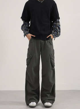 TWORED日系复古cargopants工装裤直筒口袋设计男女宽松休闲长裤