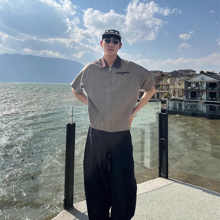 TWORED 废土风短袖衬衫高级感痞帅休闲春秋季款工装衬衣外套