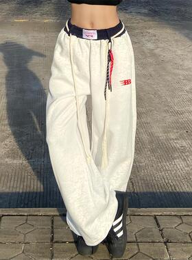 TWORED 美式复古抽绳jennie同款嘻哈运动卫裤男女春秋直筒街舞裤