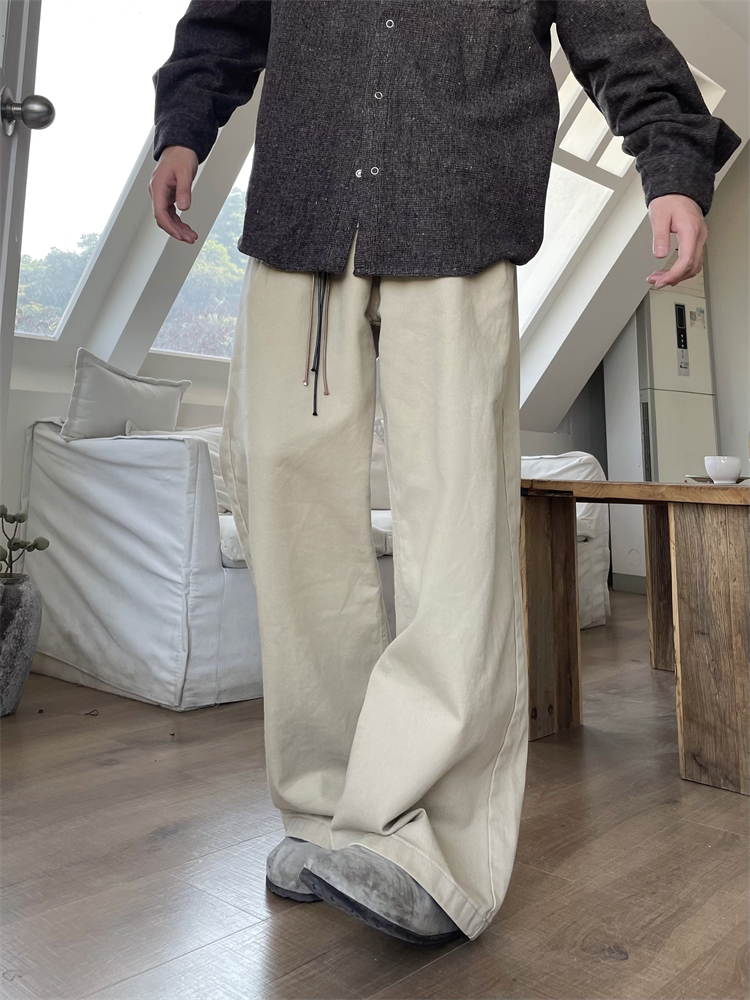 TWORED 美式复古工装裤男女潮牌廓形拖地休闲裤日系水洗阔腿长裤