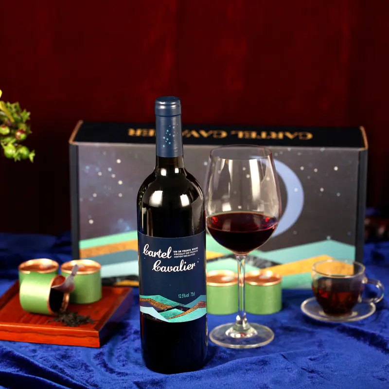 卡特尔法国进口骑士干红葡萄酒750ml1支带5罐小红茶精美礼盒包装,酒类,干红静态葡萄酒,淘宝优惠券,粉丝福利购,淘宝优惠卷