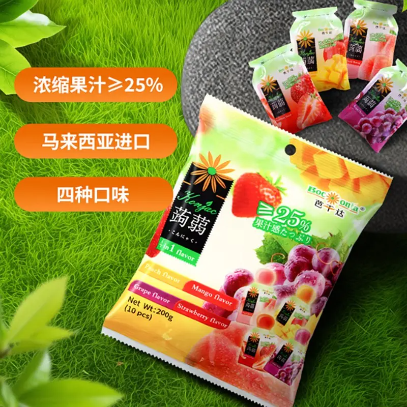 Boconta/芭干达马来西亚进口水果味蒟蒻魔芋果汁果冻组合200g*2袋