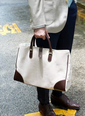 英国进口ettinger帆布手提包油蜡皮时尚通勤拉链软公文包托特包