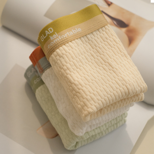 内裤 短裤 泡泡棉纯棉平角裤 100%全棉裆四角夏季 男生透气男内裤 男士