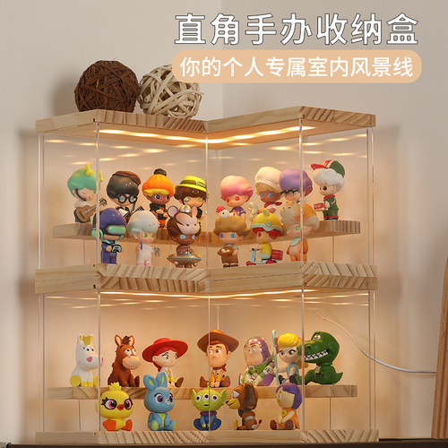 popmart泡泡玛特展示收纳盒带灯