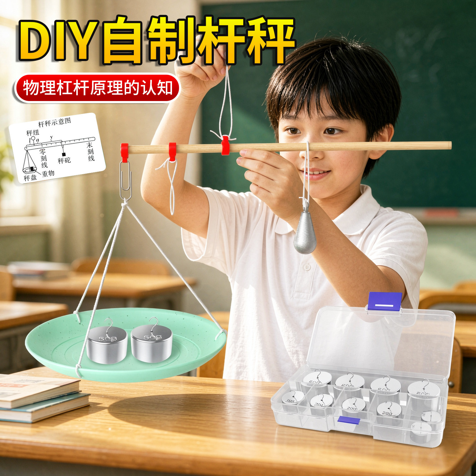 DIY自制杠秤杠杆平衡原理科学实验器材 初中小学生手工制作材料包