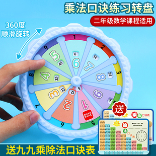 九九乘法口诀转盘教具二年级数学99乘法表练习卡片背诵神器桌游