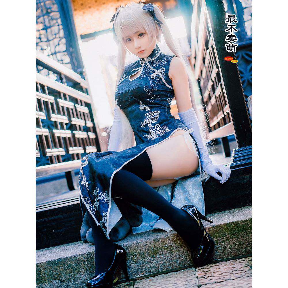 春日野穹黑白旗袍cos服缘之空穹妹cosplay女装黑色旗袍性感正版