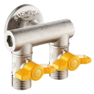 全铜大流量三通球阀一进二出双控角阀双头出水阀水龙头一分二接头