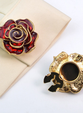 button cover 合金玫瑰水钻衬衣袖扣纽扣盖花朵领扣钻饰扣纽扣套