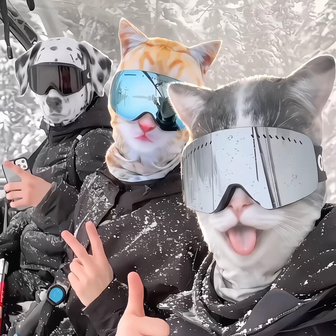 动物头套立体仿真印花运动滑雪骑行搞怪面罩户外防风防紫外线口罩