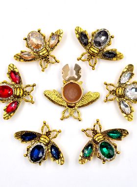 Button Covers 新款蜜蜂衬衫扣复古古铜钻饰纽扣套胸针扣袖扣免孔