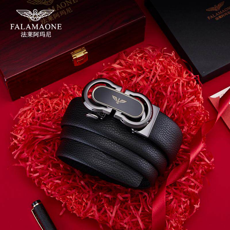法莱阿玛尼皮带男款2025新款真皮年轻人正品腰带头层牛皮纯裤带男