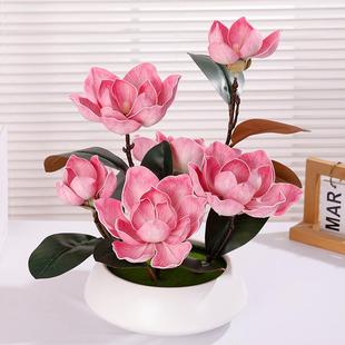 高级仿真大玉兰花假花套装 饰摆件插花 家居客厅电视柜餐桌茶几装